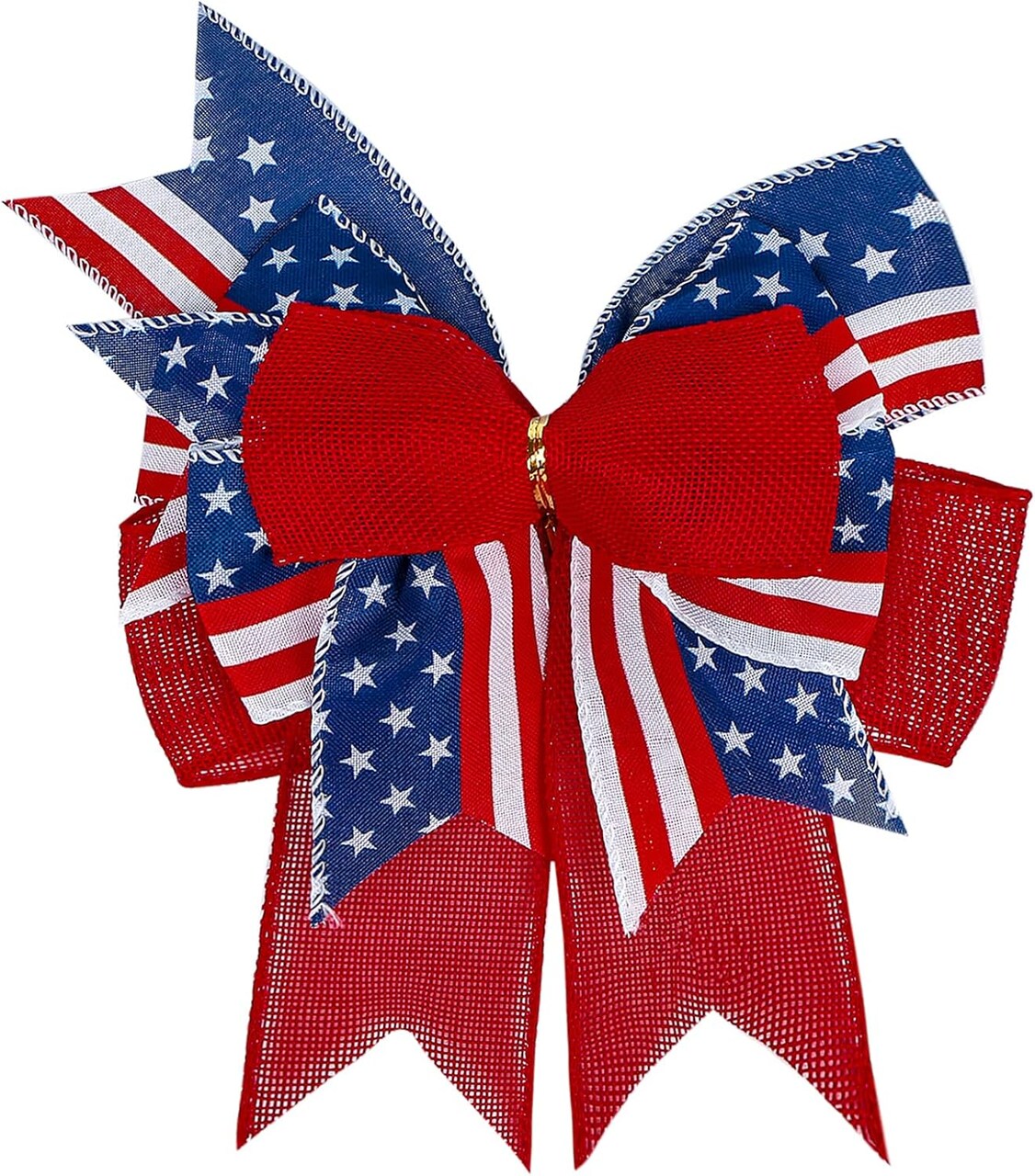 4th of July Bow Red White Blue Wreath Bows Patriotic Decoration for Memorial Day, Veteran's Day (9.5 x 13 inch)
